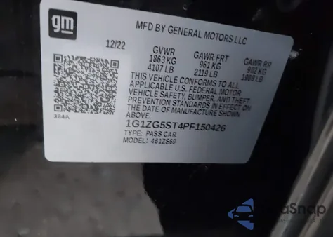 2023 Chevrolet Malibu Fwd Rs z USA, uszkodzony, nr VIN 1G1ZG5ST4PF150426